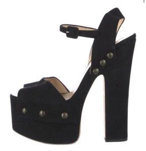 $995 GIUSEPPE ZANOTTI BLACK SUEDE PLATFORM SANDALS SZ 10 40 - Picture 1 of 5