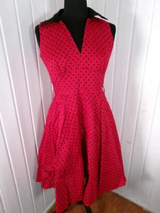 Robe pin-up Hearts & Roses 38/40 Rockabilly Style années 50 rouge pois noir - Imagen 1 de 7