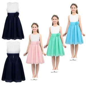 Flower Girls Chiffon Pleated Dress Pageant Formal Party Wedding Bridesmaid Dress - Picture 1 of 91
