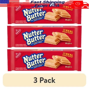 Erdnussbutter Oblate Cookies 10,5oz 3er Pack Knusprige Creme Patties Snack Tasche Neu - Bild 1 von 6