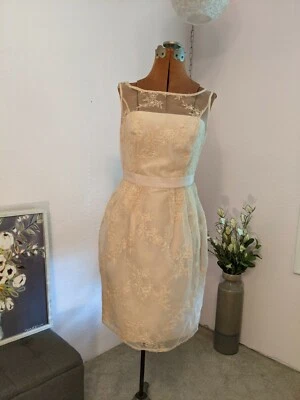 Vestido David's Novia Champagne Encaje Talla 8 Nuevo Con Etiquetas MoB Ocasión Boda Fiesta Foto 1 de 4