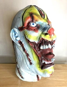 Maschera Vintage Lattice Blu Zombie Clown Faccia Tagliata Halloween Testa Piena - Foto 1 di 5