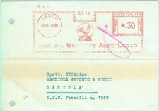 87559 - REGNO - STORIA POSTALE : Annullo ROSSO MECCANICO 1943: ALDE Lecco