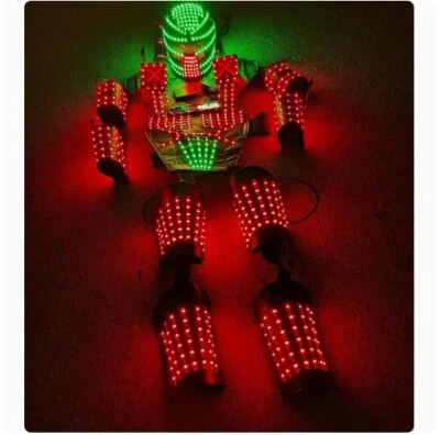 Traje de ropa de robot LED iluminado espectáculo de baile fiesta brillo disfraz conjunto Foto 1 de 4