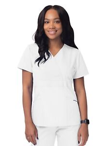 Sivvan Womens Uniforms Mock Wrap Nurse Medical Scrub Top Fit Crossover Semi-V