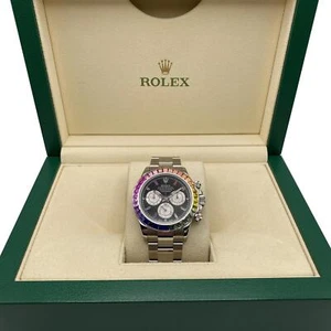 Rolex Cosmograph Daytona 40mm Custom Rainbow Bezel Black Dial Mens Watch 116520 - Picture 1 of 8