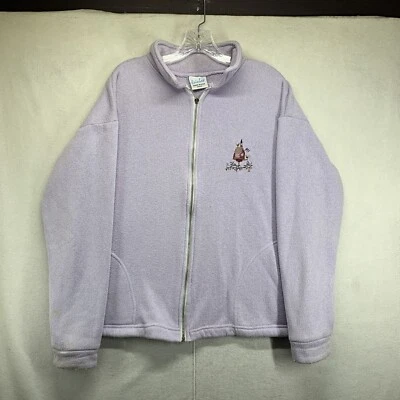 Vintage Mujer Cremallera Vellón Talla Mediana Púrpura Claro Bordado Birdhouse EE. UU. Foto 1 de 4