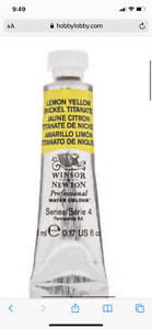 Winsor & Newton Professional Watercolours, 5 ml tubes, $5 per tube