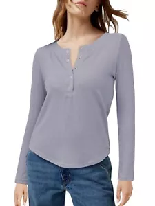 BZB Womens Henley Tops Long Sleeve V Neck T Shirts for Women Tunics Or Tops T - Picture 1 of 5
