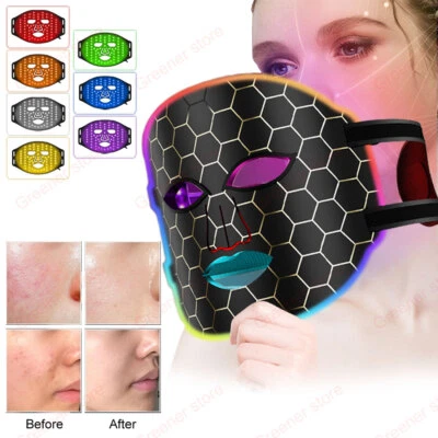 Red Light Therapy For Face 7 Colors Led Face Mask Facial Skin Care Home Travel - Image 1 of 4