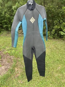 BARE Full Length Wetsuit Black Aqua Zip Back Womens Sz Large 11-12 - Picture 1 of 15
