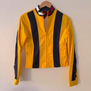 Tommy Hilfiger Jeans Mujer Vintage Años 90 Clásico Amarillo Azul Cremallera Chaqueta - Imagen 1 de 11