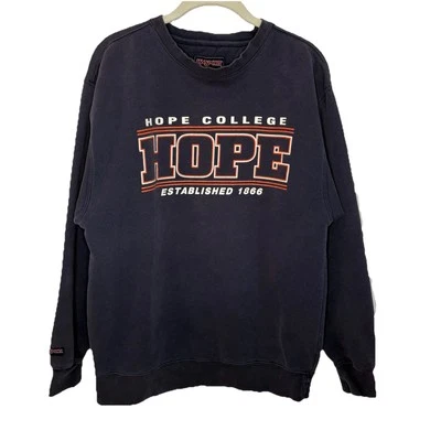 Sudadera Hope College Holland Michigan De Colección Azul Marino Deletreada Cuello Redondo M Est. 1866 Foto 1 de 4
