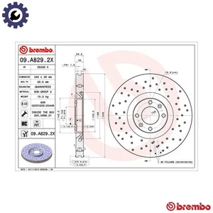 2x BRAKE DISC 09.A829.2X FOR DS PEUGEOT 308/CC CITROEN 6G01 10UF51 1.8L 4cyl DS4 - Picture 1 of 10