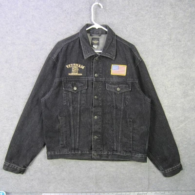 Chaqueta Triumph Motorcycles Para Hombre XL Negra Vietnam Recordado Denim Parches Motociclista Foto 1 de 4