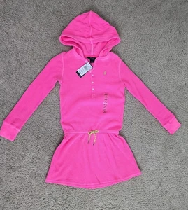 NWT Girl's Polo Ralph Lauren Polo Dress Hooded Hot Pink Size Medium 8-10 $47 - Picture 1 of 5