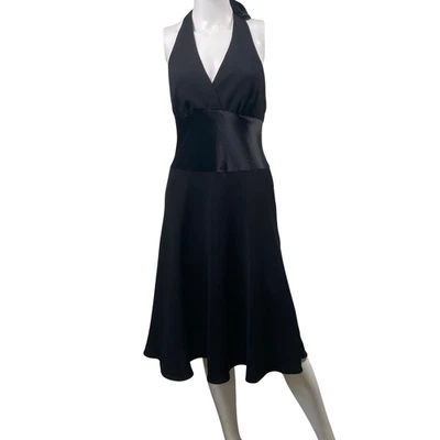 Vestido Jones New York Para Mujer 8 Halter Midi Borde Satinado Cóctel Fiesta Elegante Foto 1 de 4