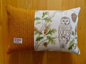 Harris Tweed & Sanderson Owl, -Country Life- 24 x 16” Cushion Cover - ONE ONLY - Picture 1 of 8
