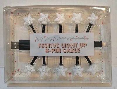 Christmas Light Up 8-Pin USB-A Charging Cable Syncing Iphone IPad Charger Gift - Image 1 of 2