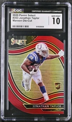 JONATHAN TAYLOR RC 2020 Select Field Level #353 Die-Cut RED PRIZM ROOKIE CGC 10 - Image 1 of 2
