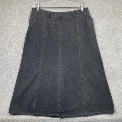 Cotton Traders Midi Skirt Stretchy Denim Look Panels Grey Elasticated Waist Uk14 - Image 1 of 4