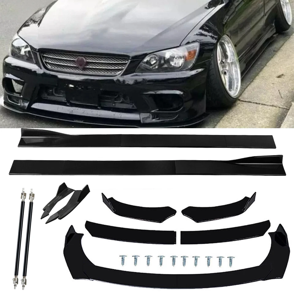 For Lexus IS300 Front Bumper Lip Spoiler Splitter Gloss Black Side Skirt Body Foto 1 de 4