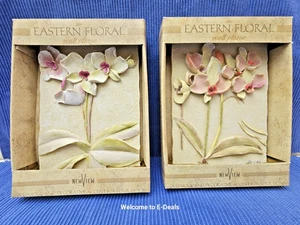 PAIR New View The Eastern Floral Wall Plaques 3D Orchid Home Decor - Picture 1 of 10