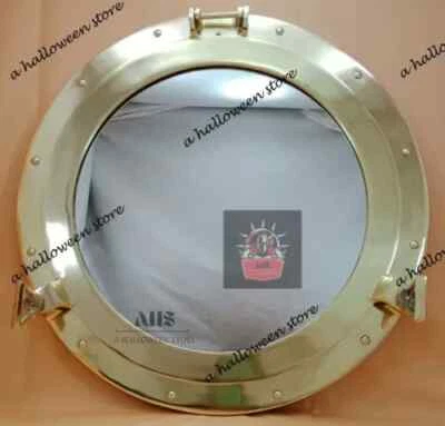 Espejo antiguo de 24" con ojo de buey para barco con acabado de latón para ventana de barco espejo de baño Foto 1 de 4