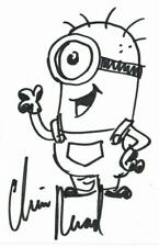 RARE ! « Moi méchant » Chris Renaud dessin d'un minion signé à la main sur carte 3X5