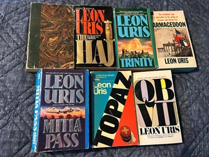 Leon Uris 7 Vtg Paperback Book Lot Exodus Armageddon Redemption Topaz - Picture 1 of 6