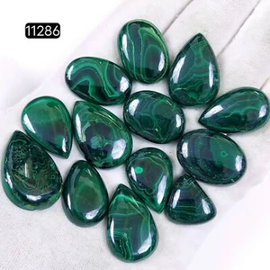Lotto 13 pz pietre preziose cabochon schienale malachite 360 carati non lucidate 30x20-20x16 mm #1126 - Foto 1 di 6