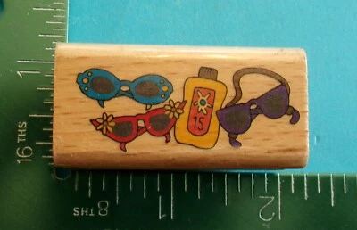 SUNGLASSES and SUNSCREEN Rubber Stamp - Image 1 of 2