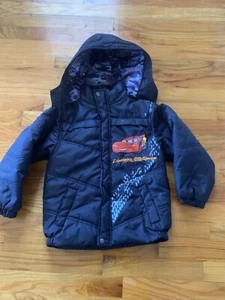 Disney Pixar Cars Lightning McQueen Puffer Jacket Coat Size Boys 6 Hooded Camo - Picture 1 of 5