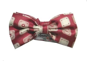 Papillon bordeaux seta m italy silk soie cravatta a farfalla stampa dis anni 60 - Picture 1 of 2
