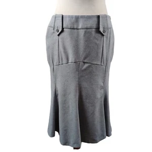Karen Millen Skirt Womens UK 12 Grey A Line Wool Blend Midi Lined - Picture 1 of 12