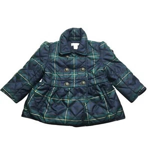 Ralph Lauren Toddler Plaid Double Breasted Quilter Barn Jacket Dark Green 18M - Picture 1 of 8