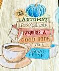 Neuf automne-automne citrouille, café et pile de livres lecture serviettes de cuisine lot de 2