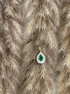 585 Gold Anhänger Smaragd/Diamanten.Gelbgold.Smaragdanhänger.Neu+Zertifikat.14KT - Bild 1 von 4