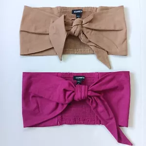 Lot of 2 Express Women's Tan/Pink Tie Front Tube Tops Size XS - Picture 1 of 6