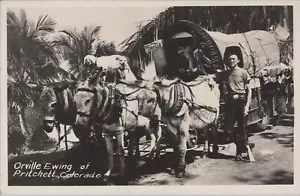 Pritchett, CO: RPPC Orville Ewing & Wagon, postal con foto real vintage de Colorado - Imagen 1 de 2