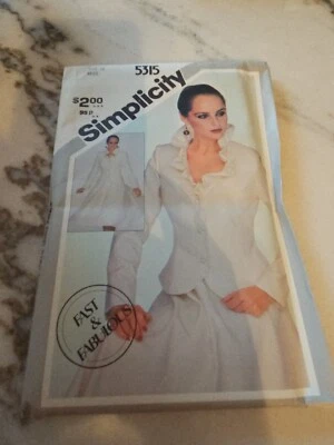Vintage Simplicity 5315 Pattern, New Uncut, Size 12 Fitted Lined Jacket & Skirt - Image 1 of 3