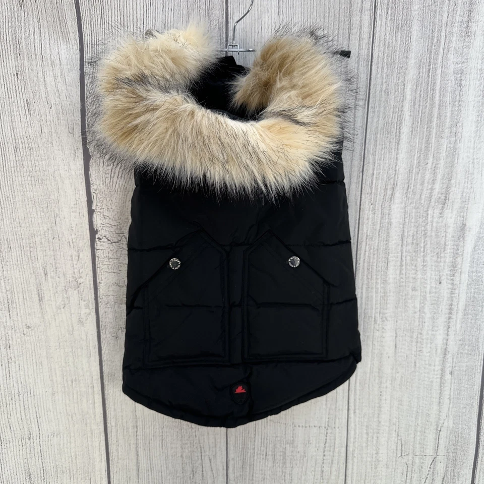 Abrigo Pajar Cachorro Perro GRANDE Negro Barnard Aislado Capucha Acolchado Puffer Chaqueta Foto 1 de 4