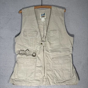 Travelsmith Cargo Vest Women L Beige Safari Pockets Travel Cotton Beige Utility - Picture 1 of 13