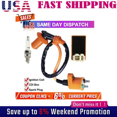 Bobina de encendido CDI Juego de bujías apto para Gy6 motocicleta scooter ATV 50cc 125cc 150cc Foto 1 de 4