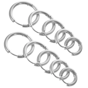 Pendientes de acero inoxidable grandes para mujer 10 piezas hombre Miss hombre - Imagen 1 de 12