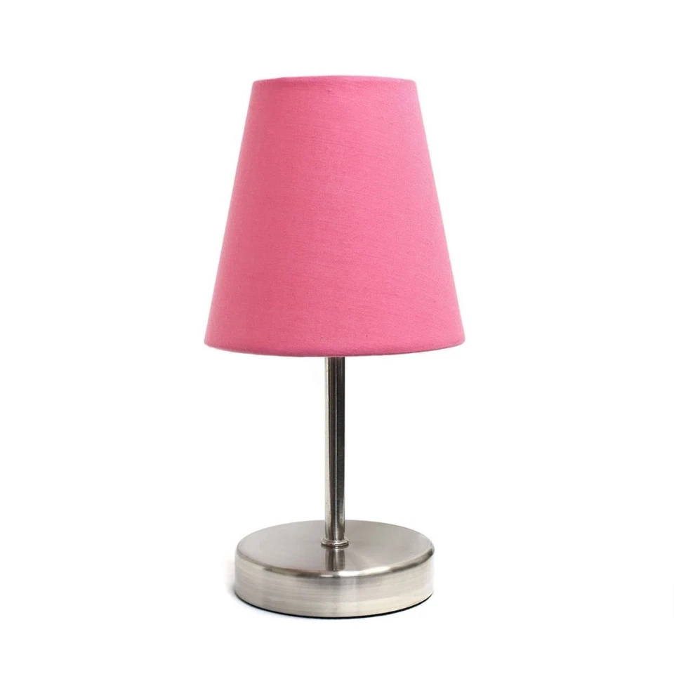 Creekwood Home 10.5 in. Nauru Bedside Table Desk Lamp in Sand Nickel Pink Shade - Image 1 of 1