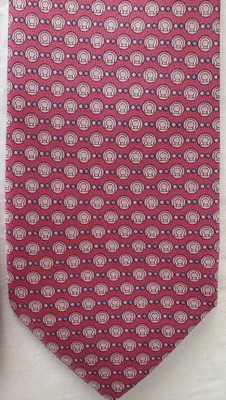 Corbata Salvatore Ferragamo para hombre 100 % seda rosa estampado Gancini - solo usada una vez Foto 1 de 4