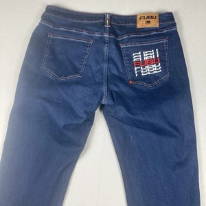 FUBU Jeans Men 36x36 Dark Blue Straight Fit Denim 30th Edition Embroidered Logo - Picture 1 of 14