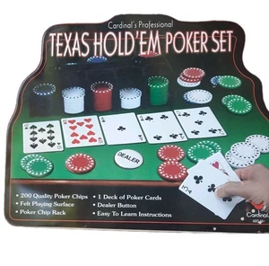 Texas Hold'em Poker Game Set Chips Rack Cards Dealer Button Felt Playing Surface - Picture 1 of 5