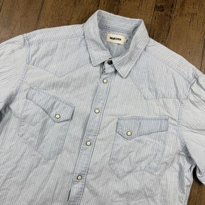 Taylor Stitch Pearl Snap Shirt Mens 42 Blue Short Sleeve Western Rodeo Cowboy - Image 1 of 4